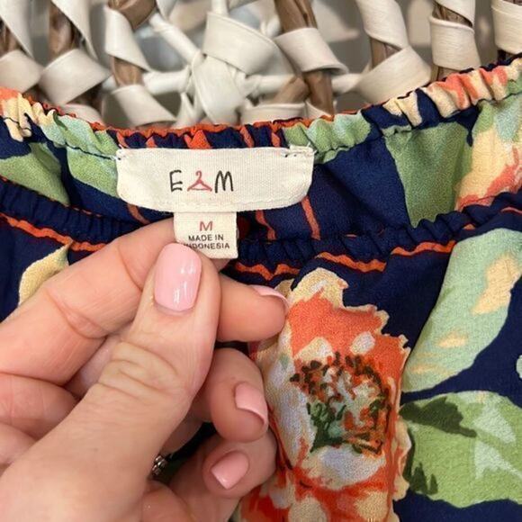 EM hanger navy and orange off the shoulder blouse size medium NWOT - Picture 6 of 6